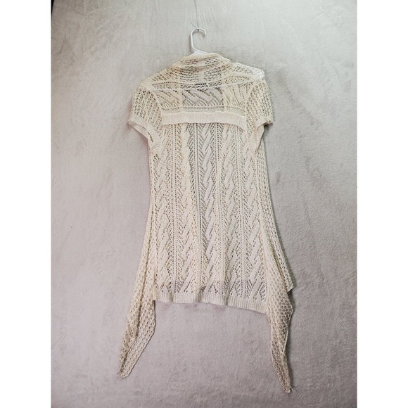 AVALIN Cardigan Womens Size Small Bone Open Knit Cap Sleeve Open Front - Picture 2 of 7